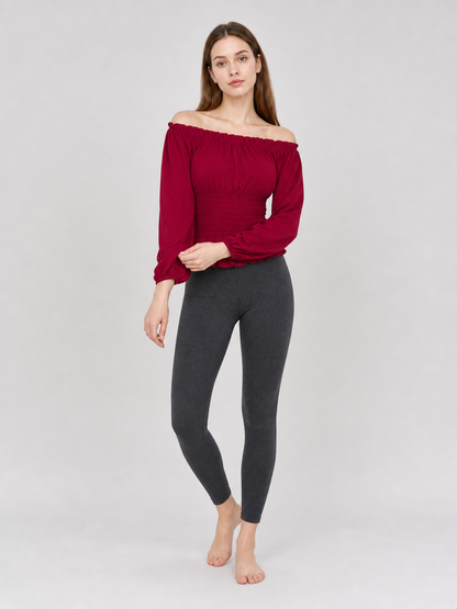 Off-the-Shoulder Blouse with Long Sleeves