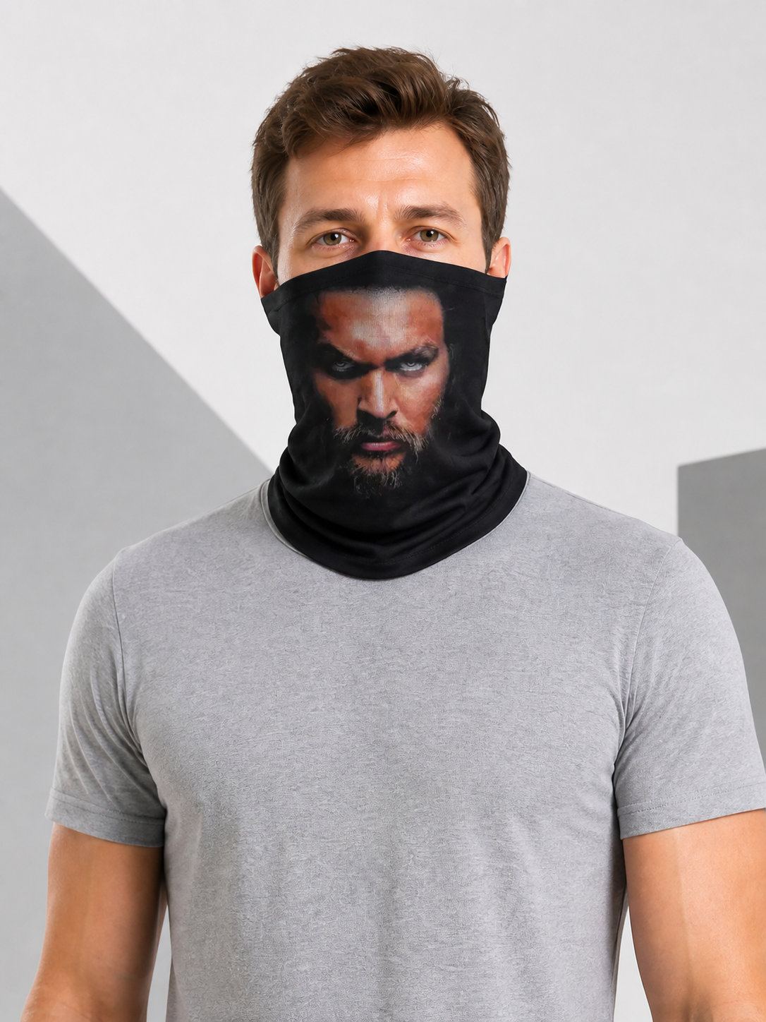 Black Halloween Mask with Male Portrait for Cosplay Costume Masks detail