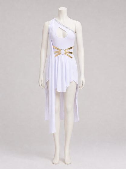 Stage Costume with Asymmetrical Skirt and Decorative Details