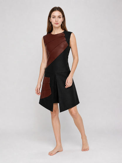 Sleeveless Dress with Asymmetrical Inserts