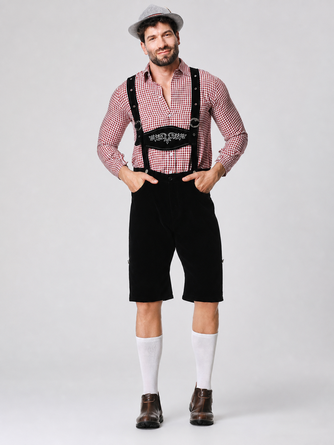 German-Style Outfit: Shirt and Suspender Shorts
