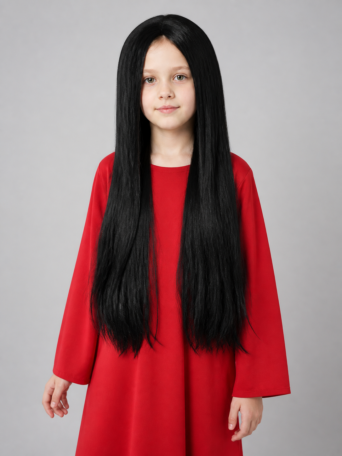 Long Straight Black Wig, 75 cm, Carnival Costume Costume Wigs detail
