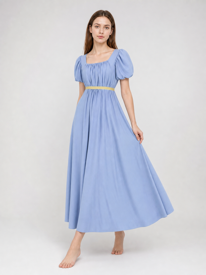 Bridgerton-style dress with a square neckline
