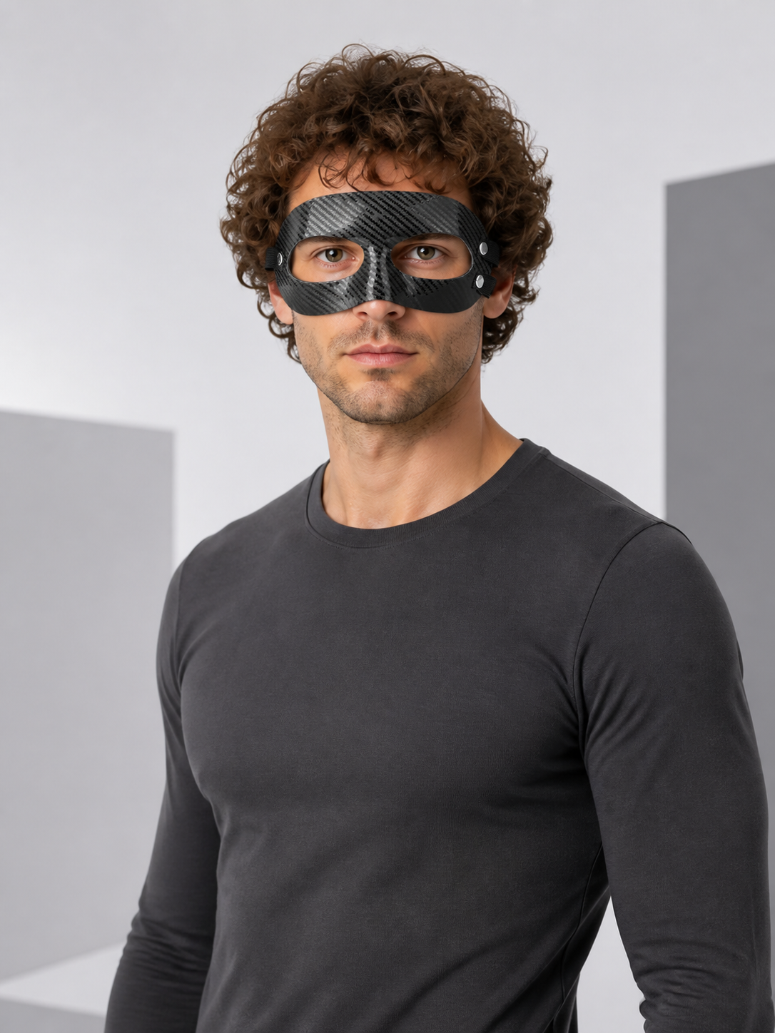 Gray and Black Carnival Mask for Halloween and Cosplay Costume Masks detail