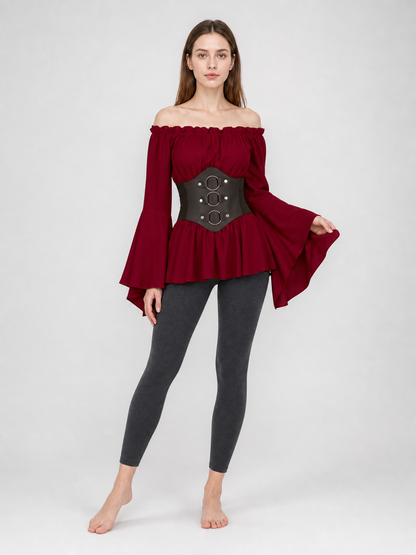 Medieval Red Dress with Belt and Sleeves