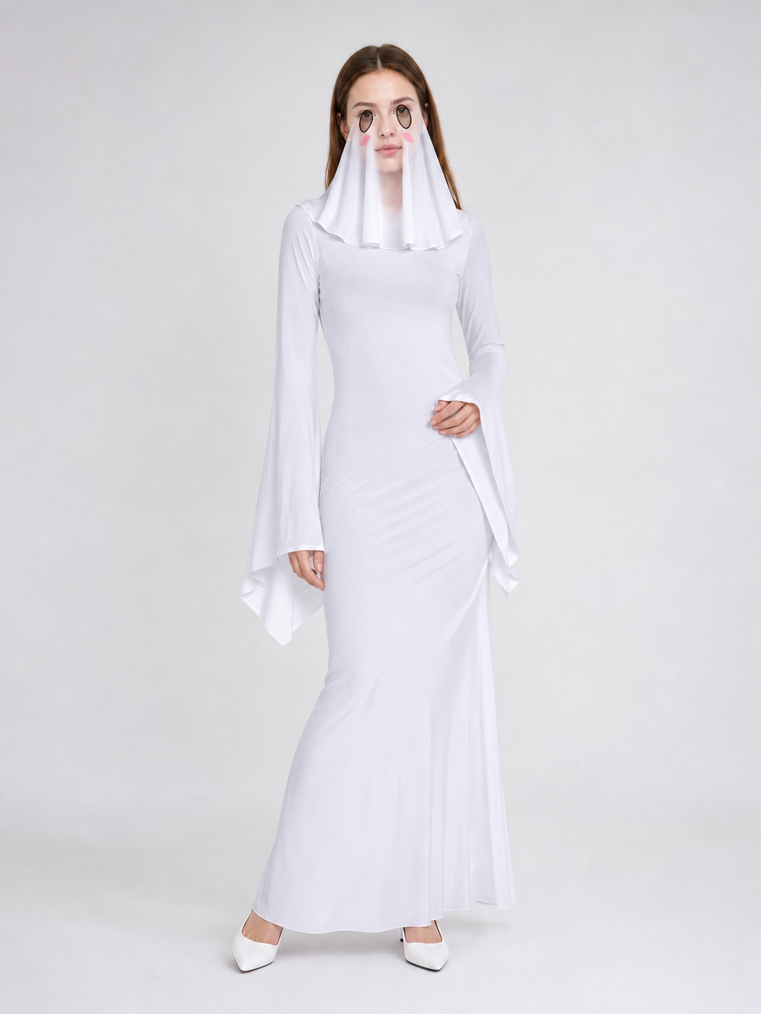 Hooded Cosplay Costume with Ribbon Sleeves