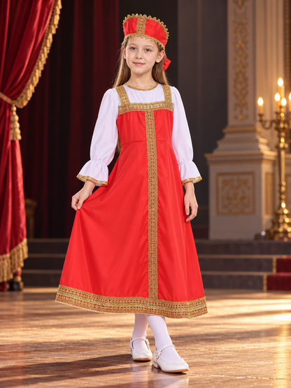 Long Carnival Dress with Headpiece Costume Dresses detail
