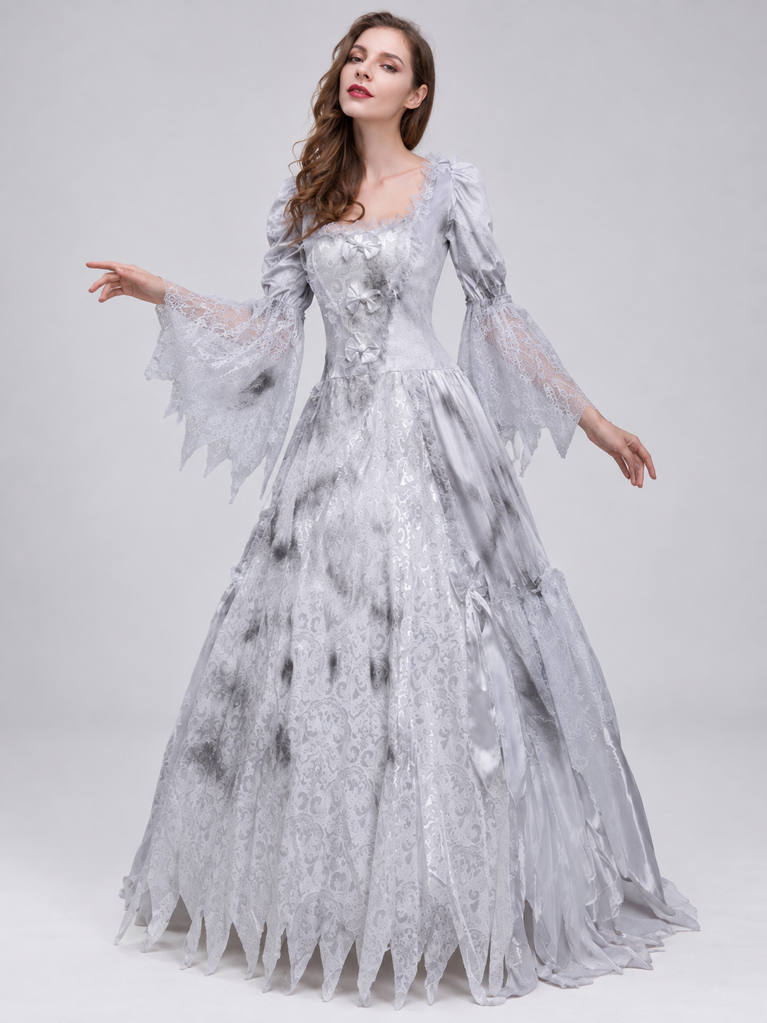 Gray Long Lace Carnival Dress