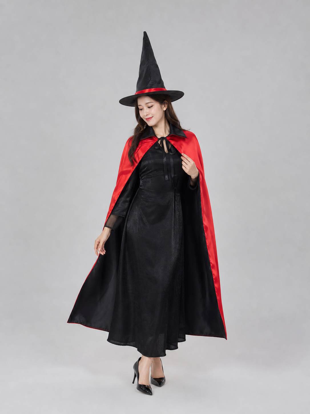 Carnival Costume: Red and Black Cape and Hat