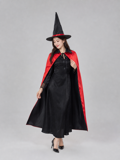 Carnival Costume: Red and Black Cape and Hat
