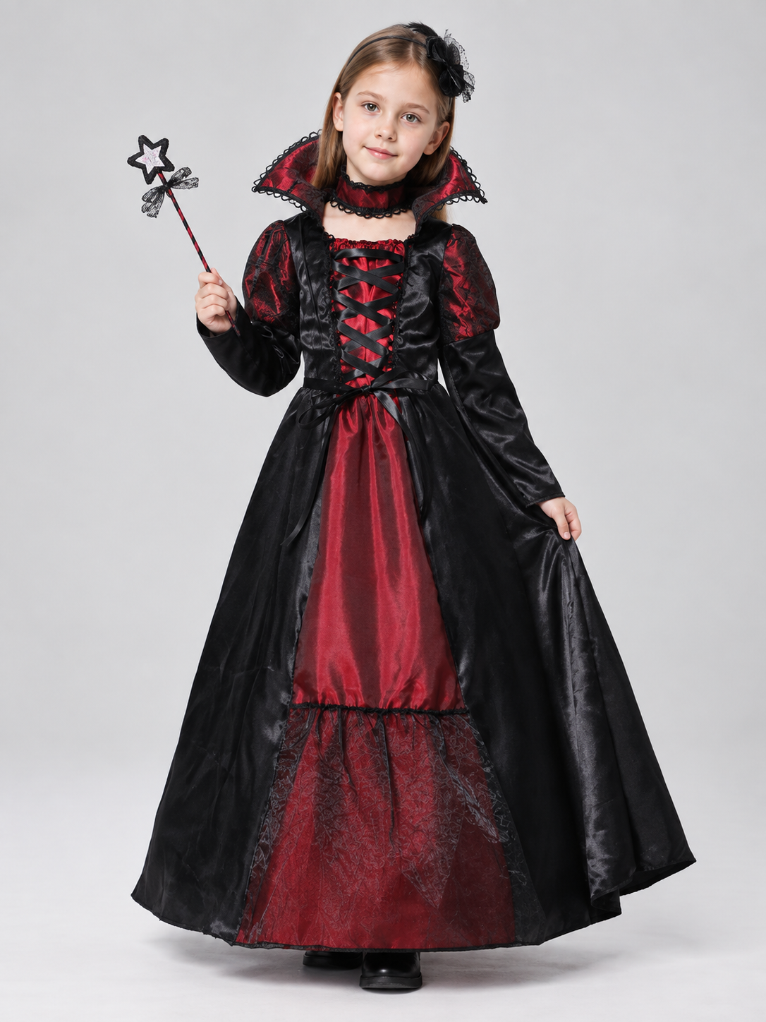 Children's Black and Red Lace-Up Carnival Costume Costumes detail