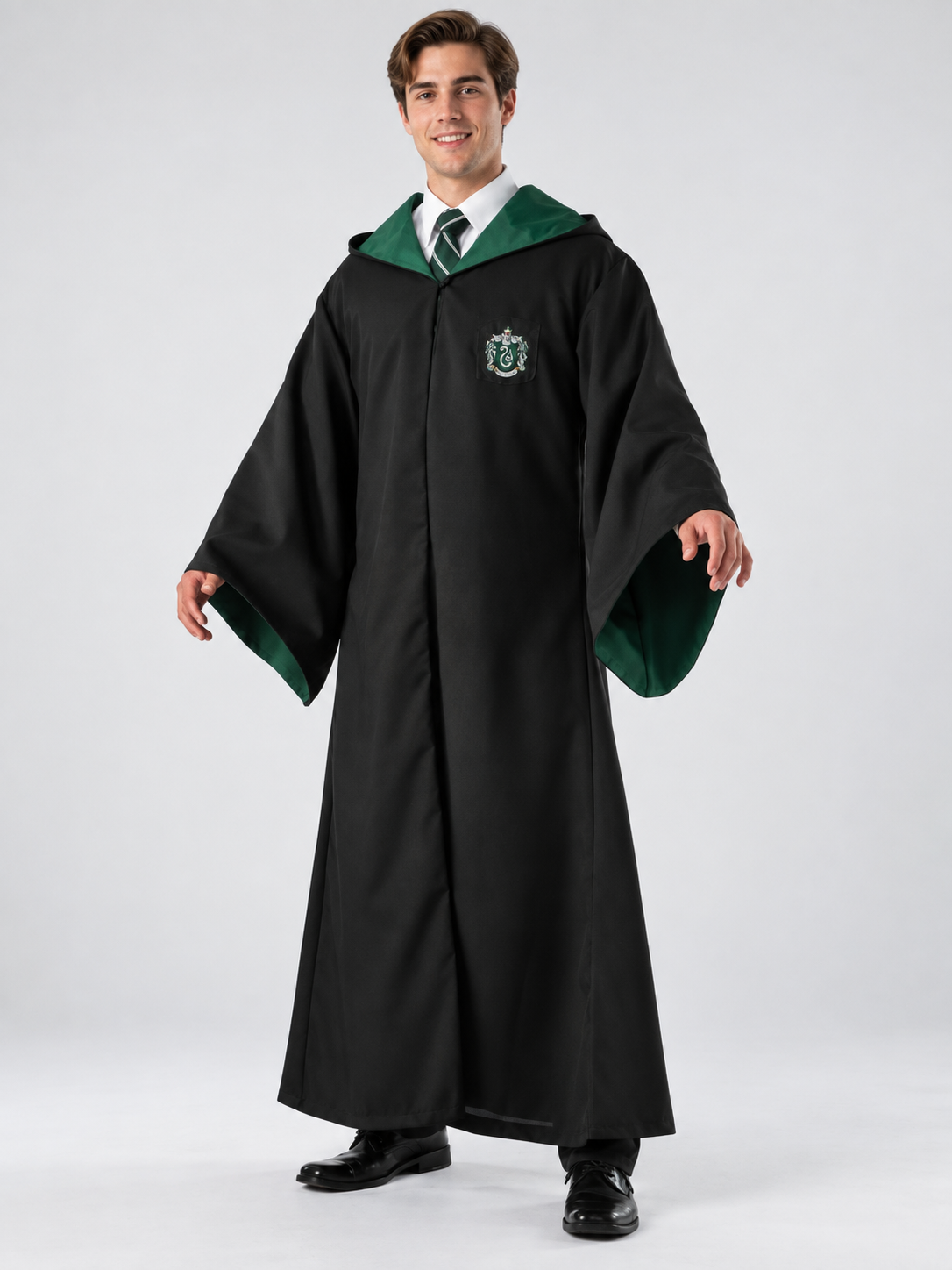Magic Hooded Cosplay Robe with Green Trim