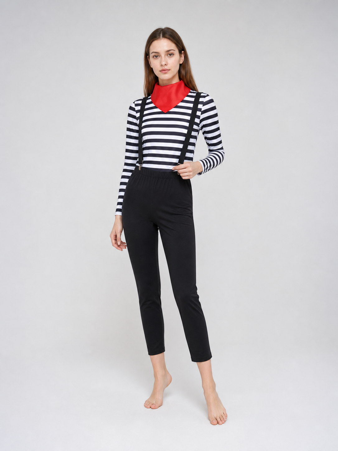 Retro Mime Cosplay Costume, Striped