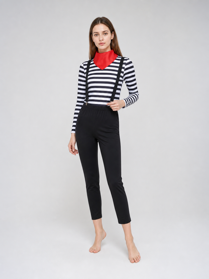 Retro Mime Cosplay Costume, Striped