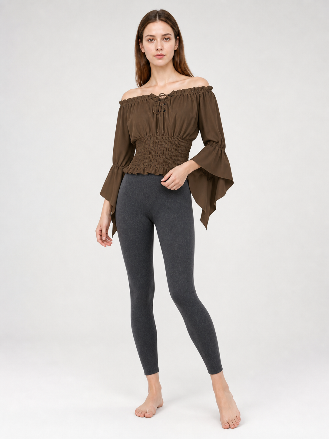 Cropped Ruffled Blouse with Front Tie