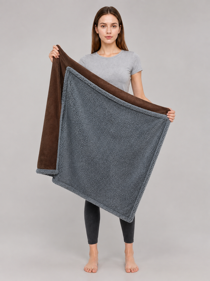 Reversible Pet Blanket, Brown and Gray Wearable Blankets detail
