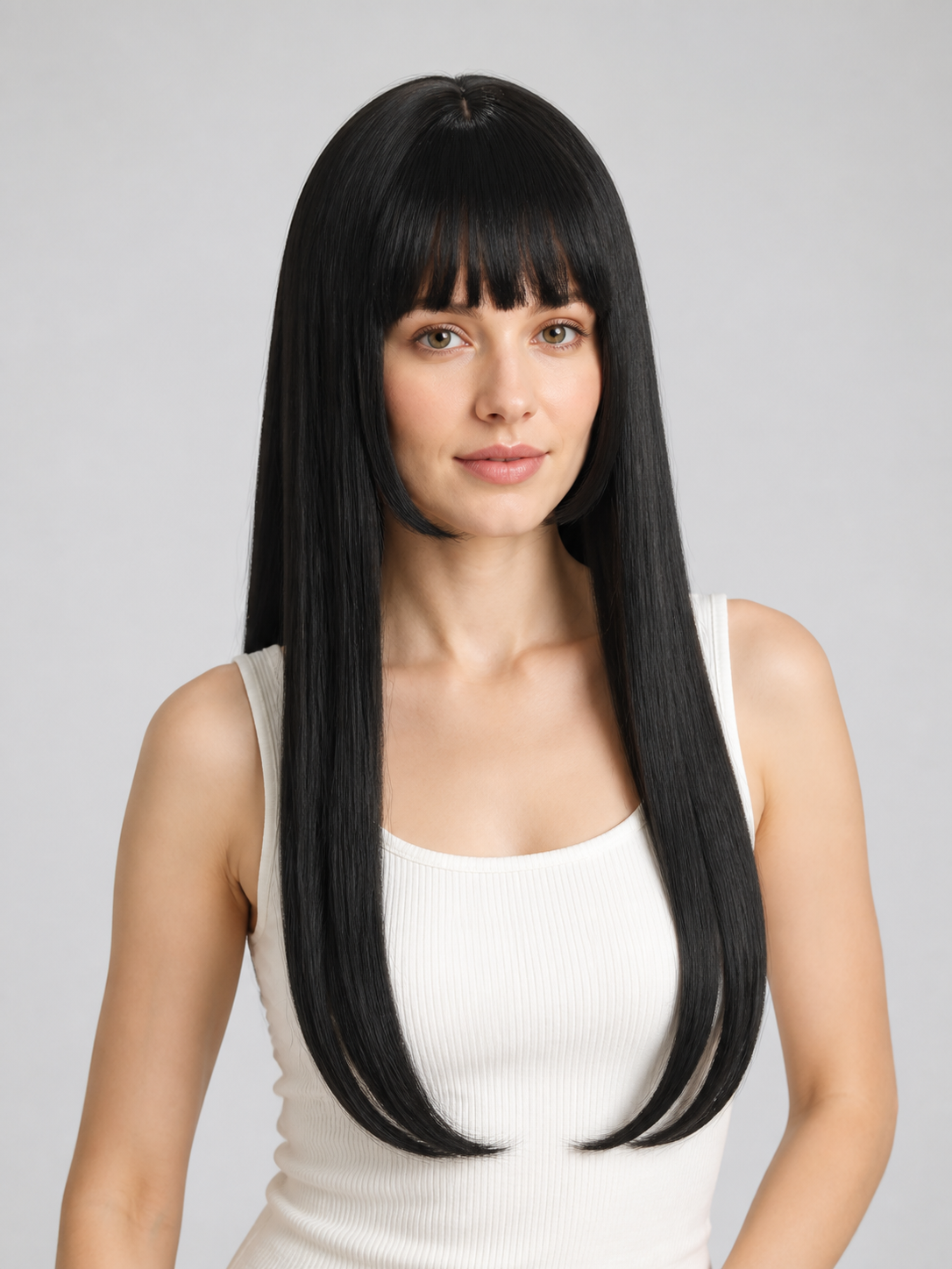 Long Black Carnival Wig for Halloween and Cosplay Costume Wigs detail