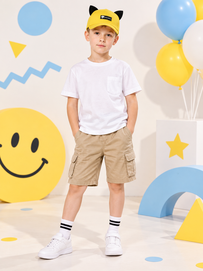Yellow baseball cap with black ears and patch