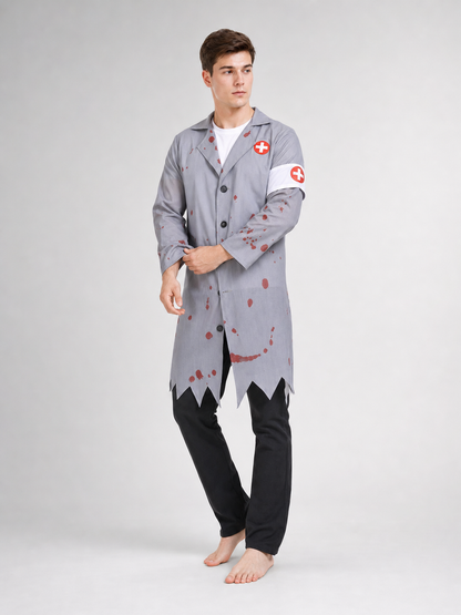 Doctor Costume with Blood Stains and Knife