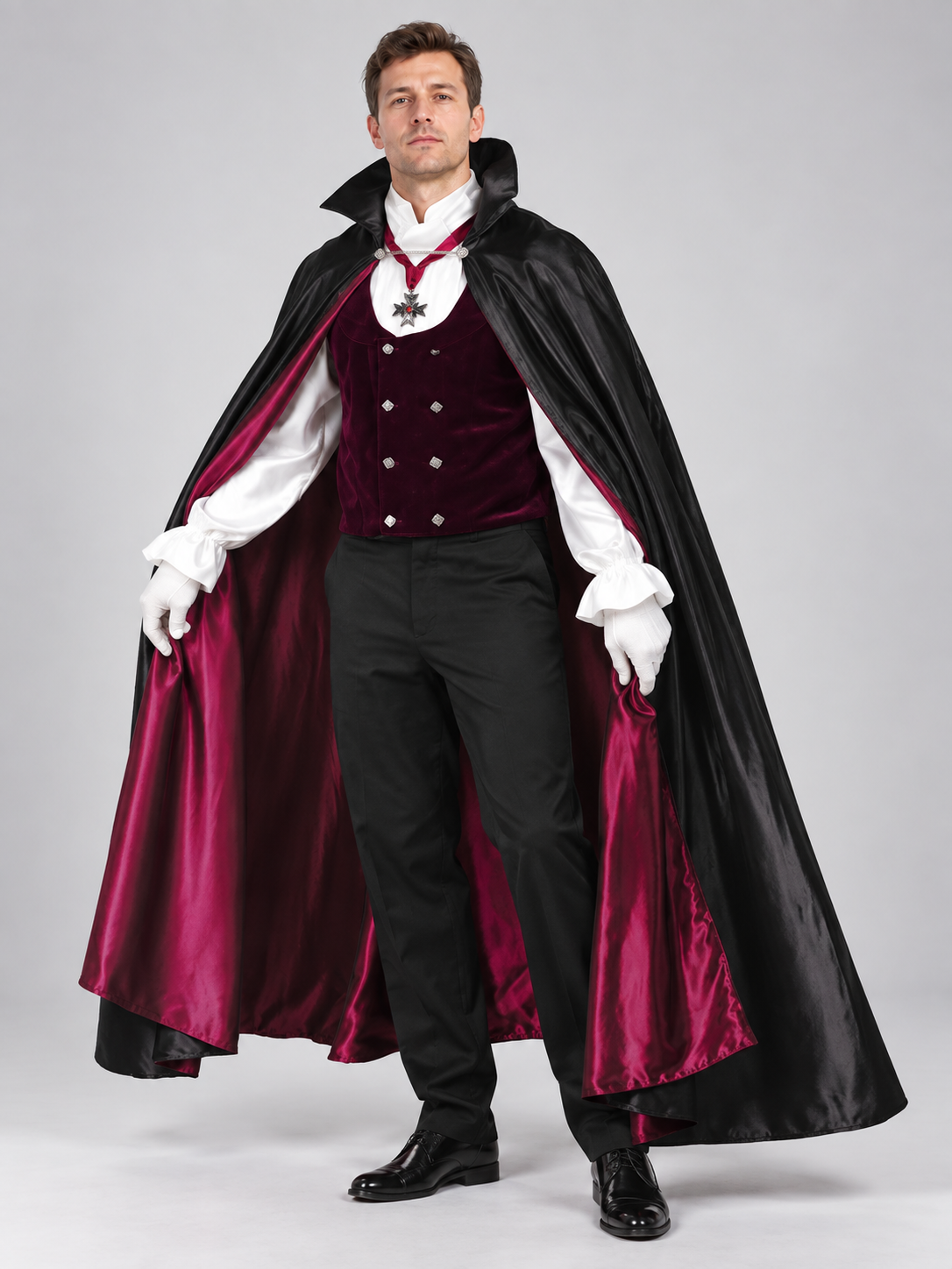 Vampire Costume: Cape, Vest, Shirt, Pants