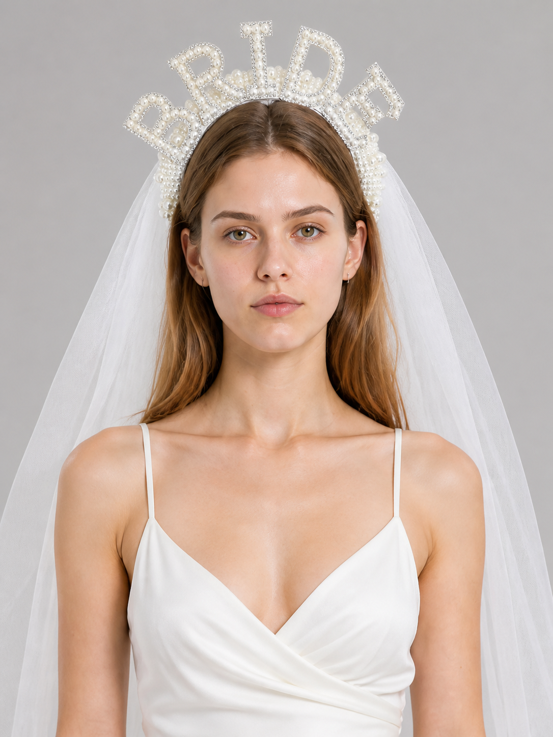 Carnival wedding headband with a white veil for Halloween Costume Headwear detail
