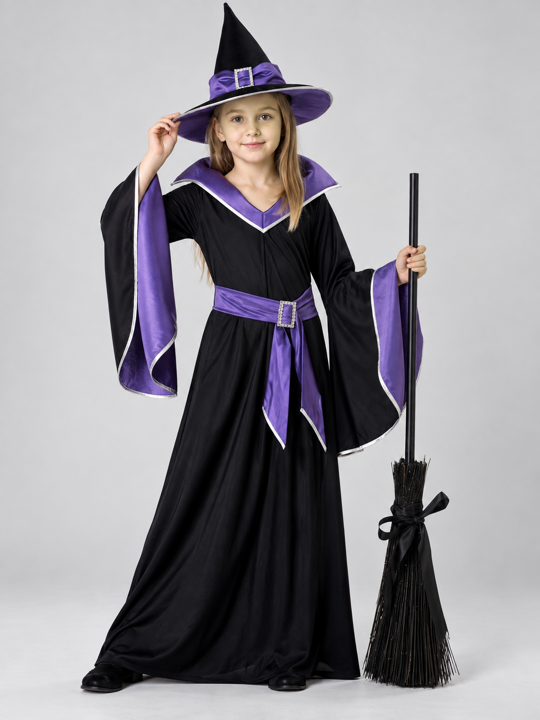 Kids' Witch Costume with Hat and Belt