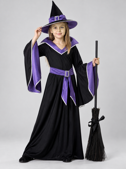 Kids' Witch Costume with Hat and Belt