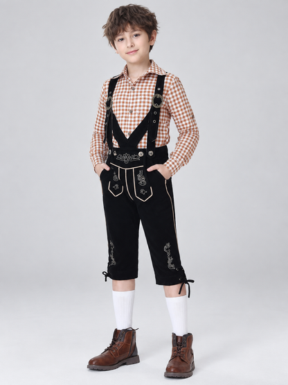 Kids' Bavarian-Style Costume: Plaid Shirt and Pants