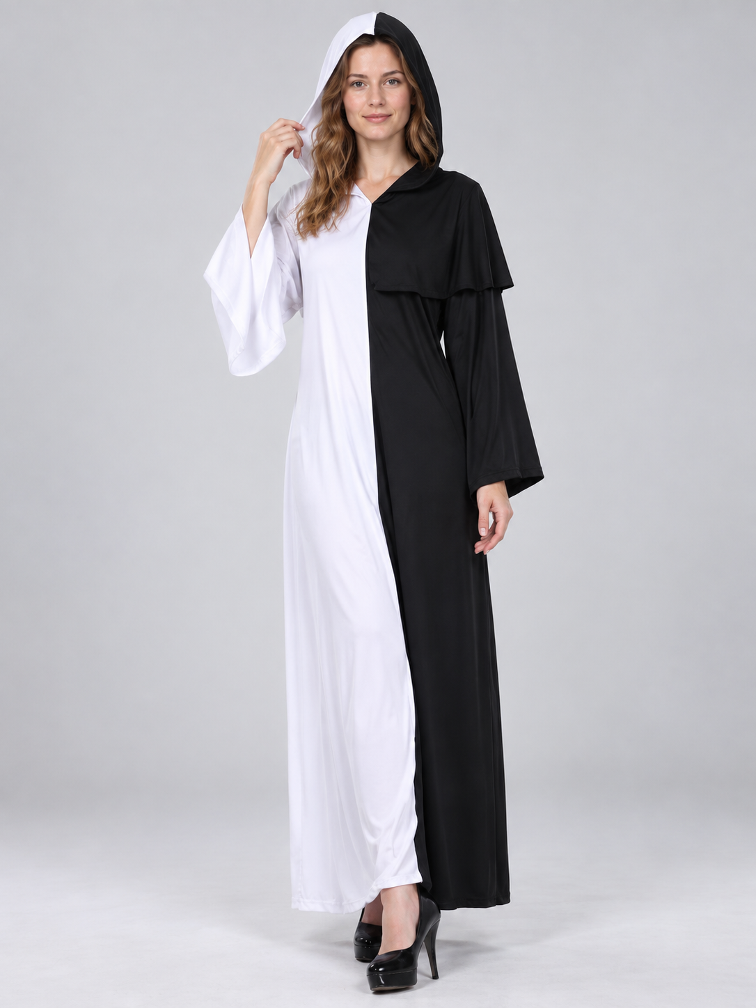 Black and White Hooded Ghost Costume