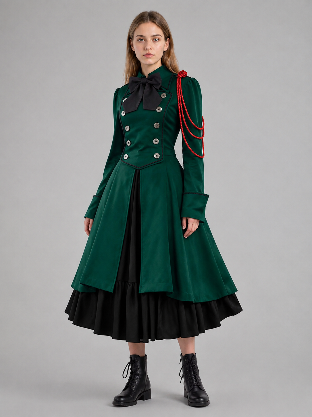Gothic Victorian Dress with Bow and Ruffles Costume Dresses detail