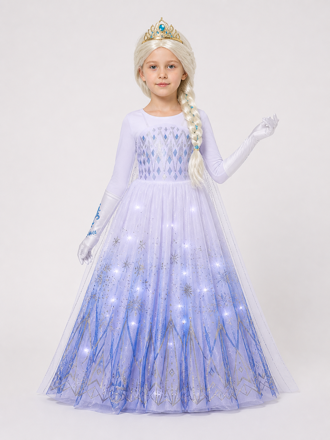 Snow Queen Costume with LEDs on-model front view