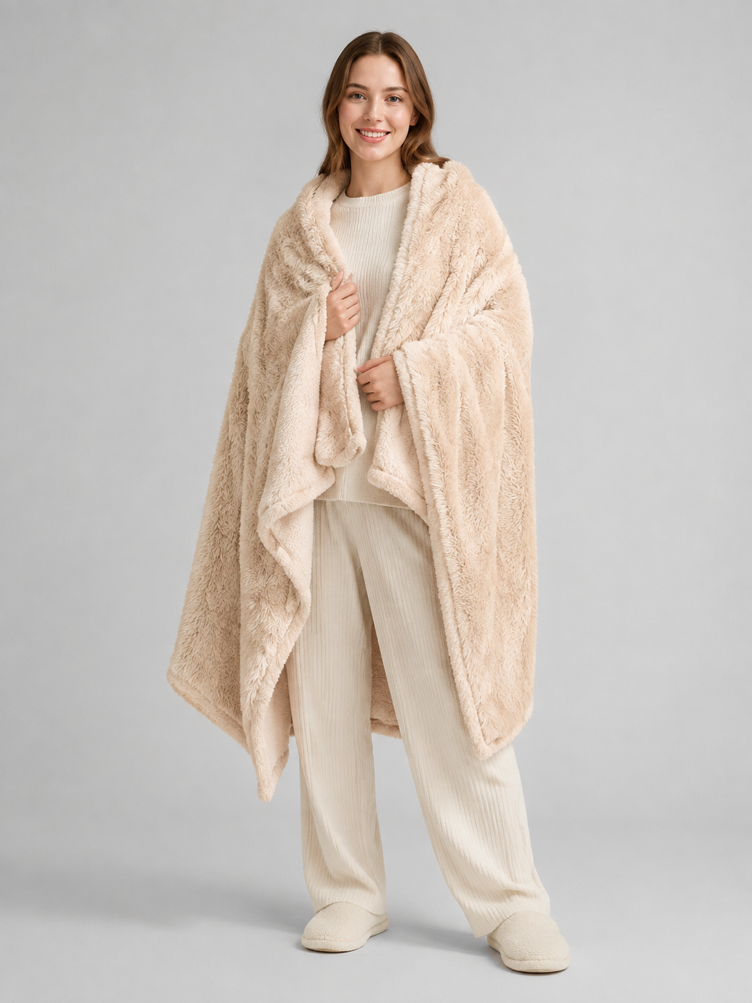 Long-Pile Pet Blanket, Beige Wearable Blankets detail
