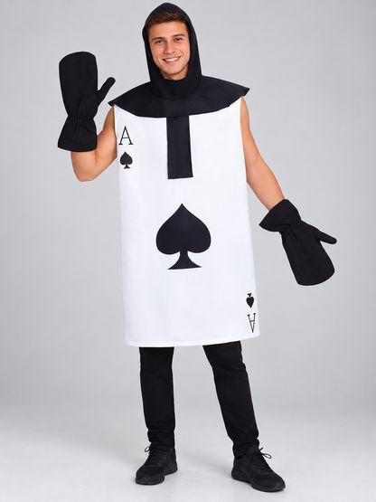 Cosplay Costume White with Black Hood and Gloves