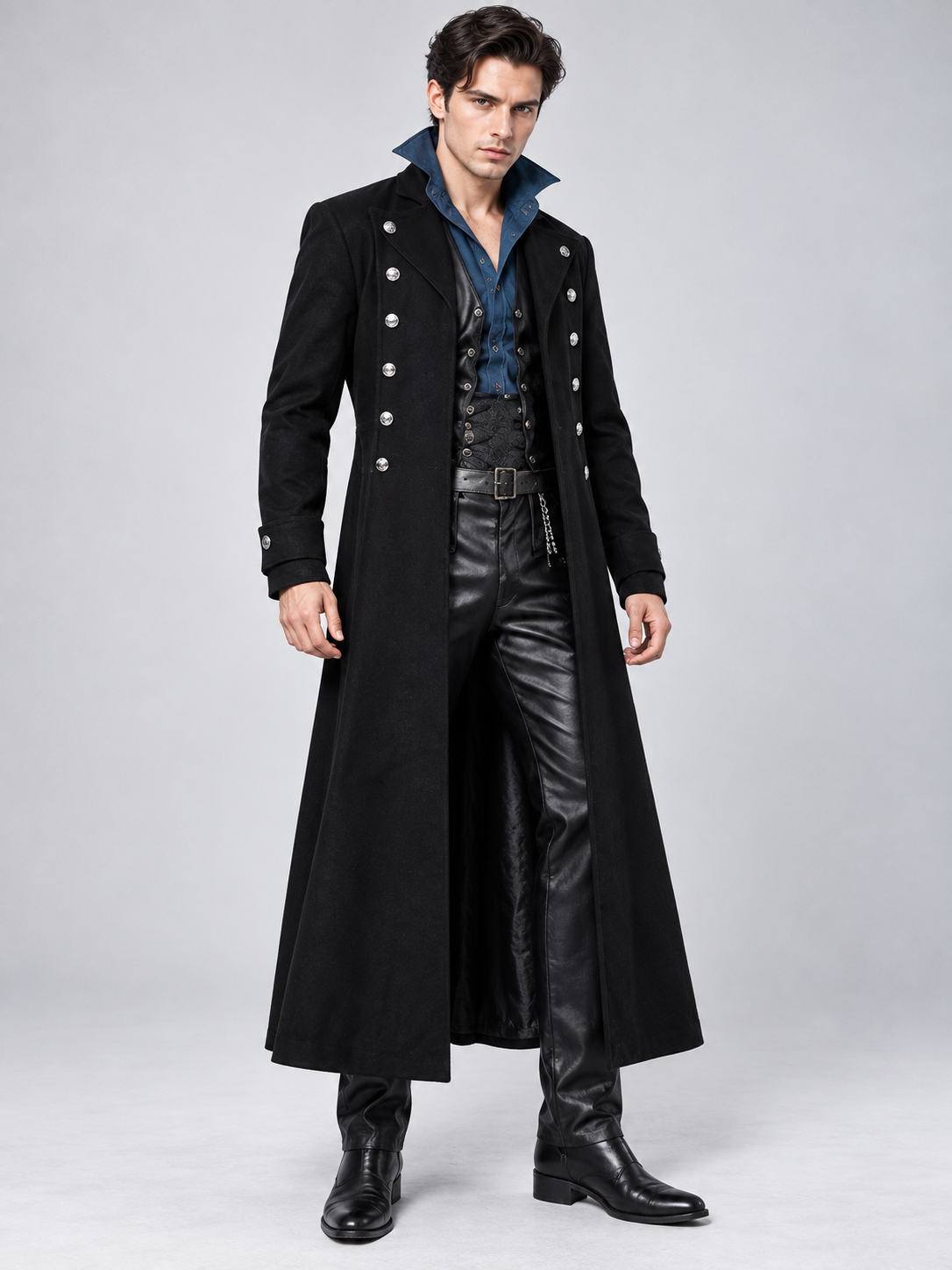 Vampire Costume: Black Tailcoat, High Collar