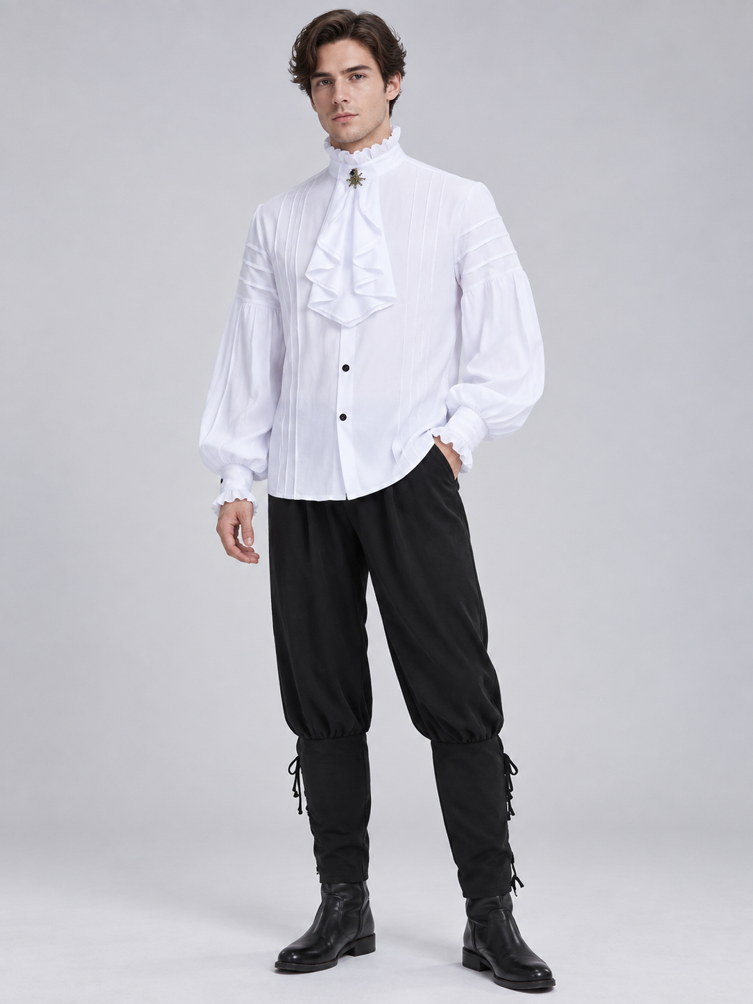Retro-Style Vampire Costume: Shirt, Pants, Accessory