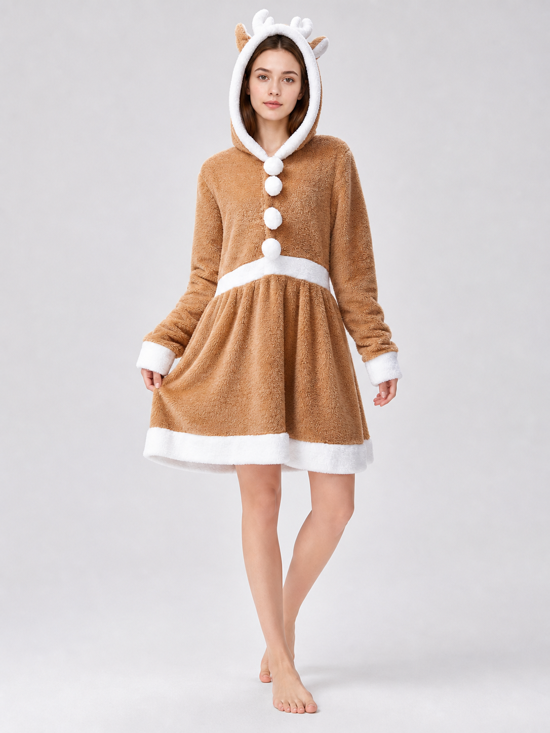 Deer Costume Dress with Hood, Khaki