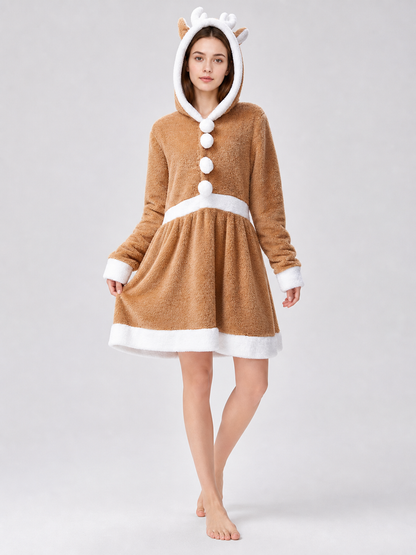 Deer Costume Dress with Hood, Khaki