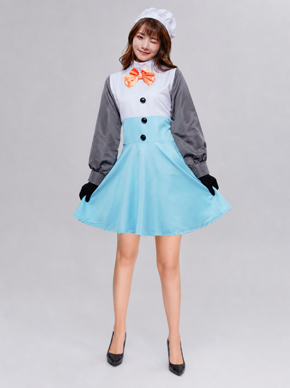 Snowman Cosplay Dress with Collar and Bow