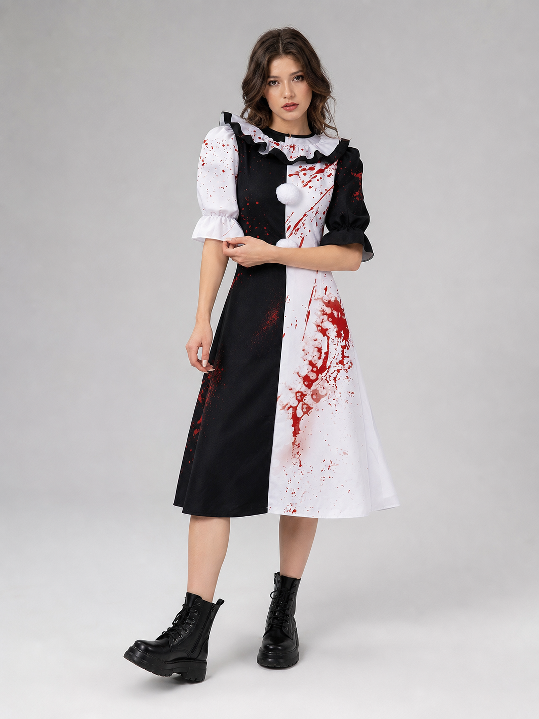 Clown Costume Dress for Halloween with Blood Print
