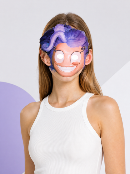 Halloween Carnival Mask with Purple Hair Costume Masks detail