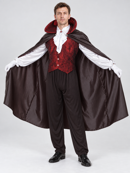 Vampire Costume with Red Vest and Cape Costume Capes detail