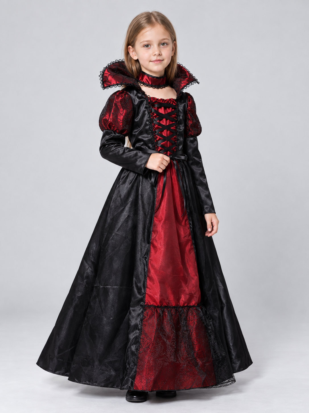 Vampire Costume with a Long Skirt and Voluminous Collar Costumes detail