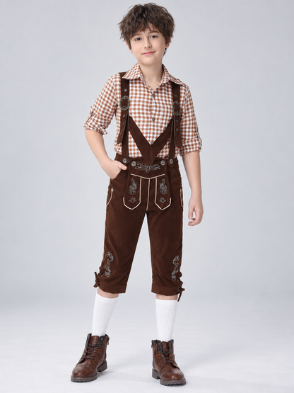 Children's costume in German folk style, trousers with suspenders