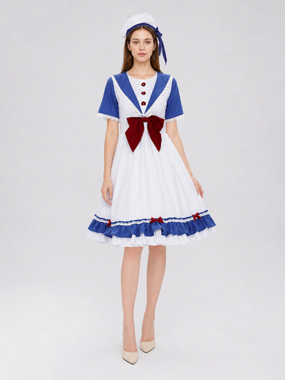Cosplay Dress Costume with a Bow and Ruffles