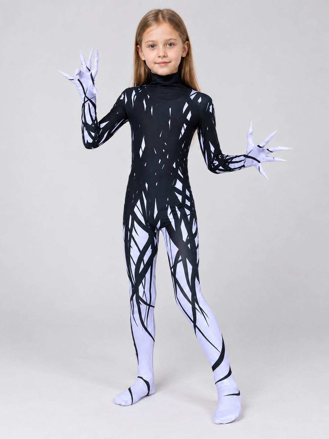 Cosplay Costume: Black Jumpsuit with White Print and Mask