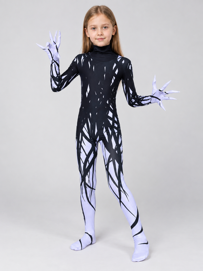 Cosplay Costume: Black Jumpsuit with White Print and Mask