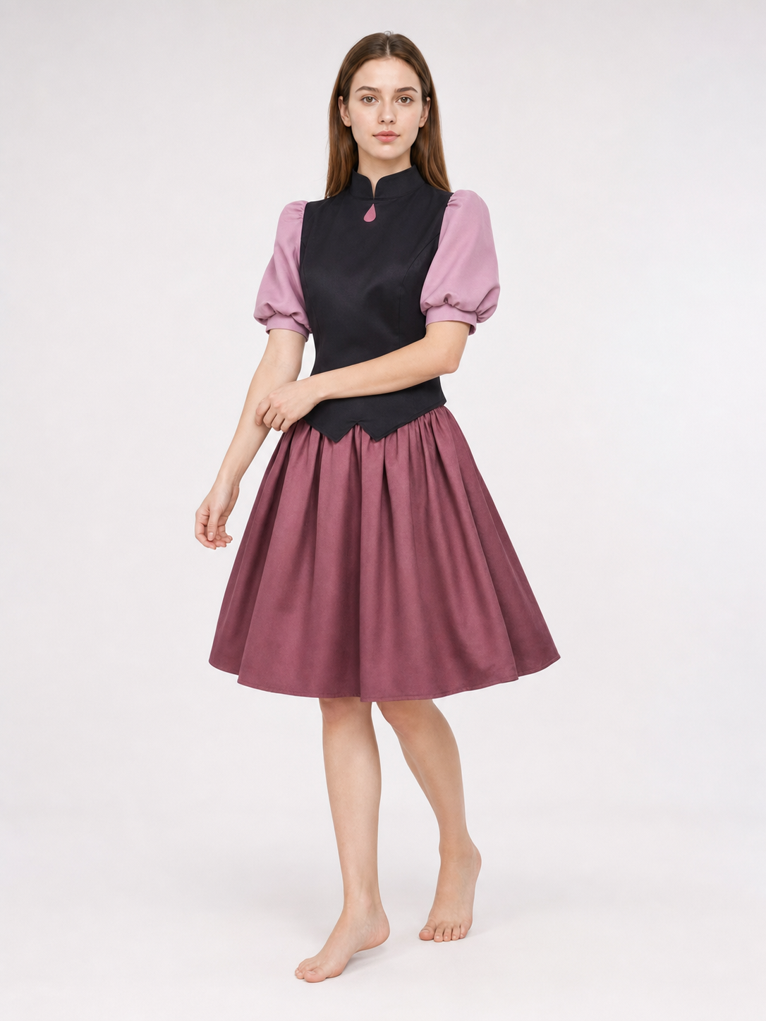Cosplay costume: top with collar and full skirt