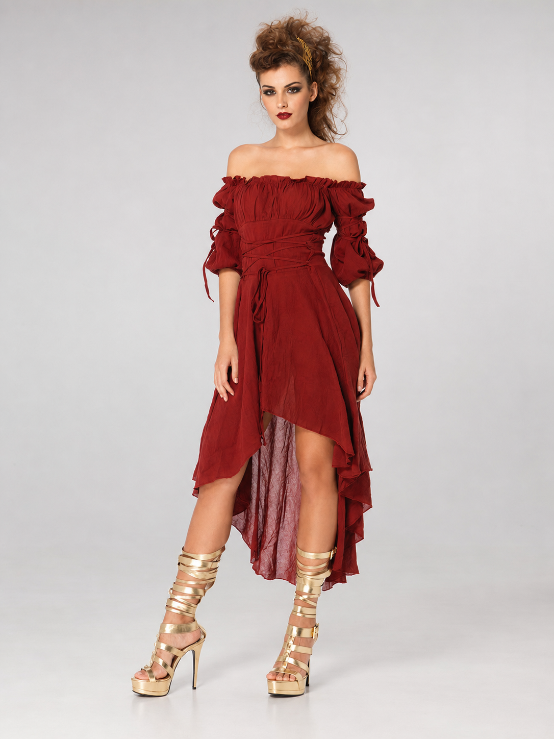 Retro Stage Dress with Asymmetrical Skirt