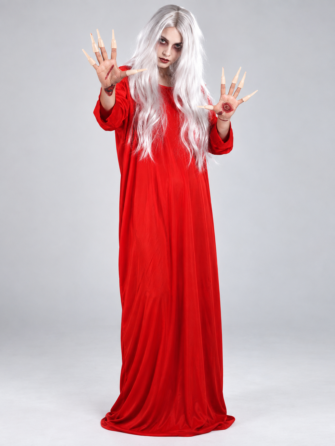 Ghost Costume: Long Red Dress and White Wig