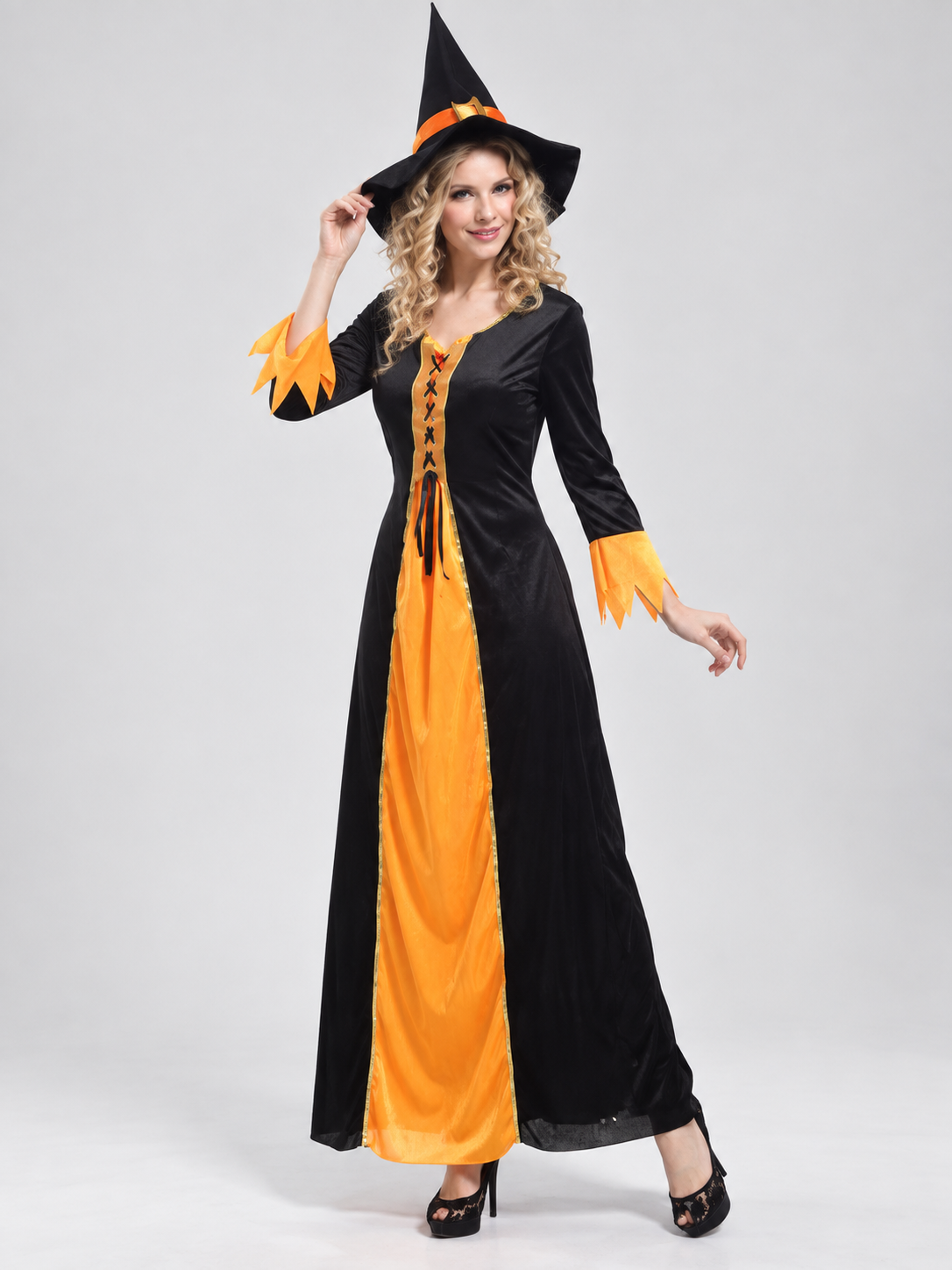 Adult Gothic Witch Halloween Costume with Hat